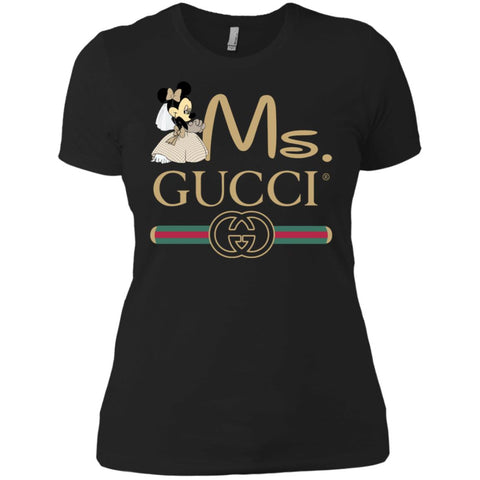 Gucci Couple Disney Ms Minnie Valentine's Day T-shirt Women Cotton T-Shirt Black / X-Small Women Cotton T-Shirt - parenttees