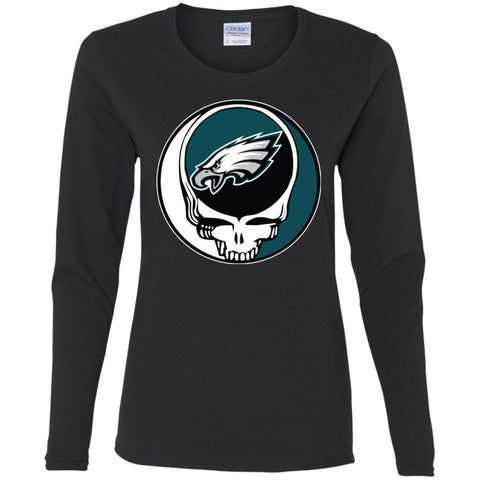 Philadelphia Eagles Grateful Dead Steal Your Face Football Nfl Shirts Women Long Sleeve Shirt Black / S Women Long Sleeve Shirt - parenttees