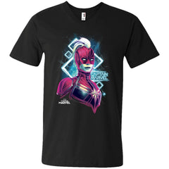 Marvel Captain Marvel Space Glow Neon Men V-Neck T-Shirt Men V-Neck T-Shirt - parenttees