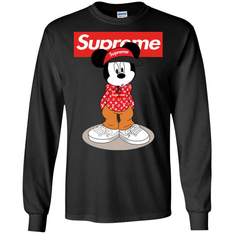 Supreme Mickey Mouse T-shirt Men Long Sleeve Shirt Black / S Men Long Sleeve Shirt - parenttees