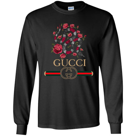 Gucci Logo Snake T-shirt Men Long Sleeve Shirt Black / S Men Long Sleeve Shirt - parenttees