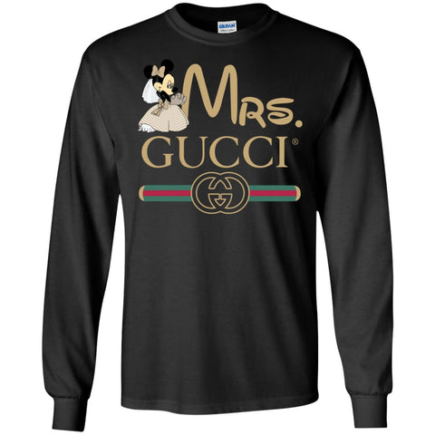 Mrs Minnie Gucci Couple Disney Shirt Valentine's Day T-shirt Men Long Sleeve Shirt Black / S Men Long Sleeve Shirt - parenttees