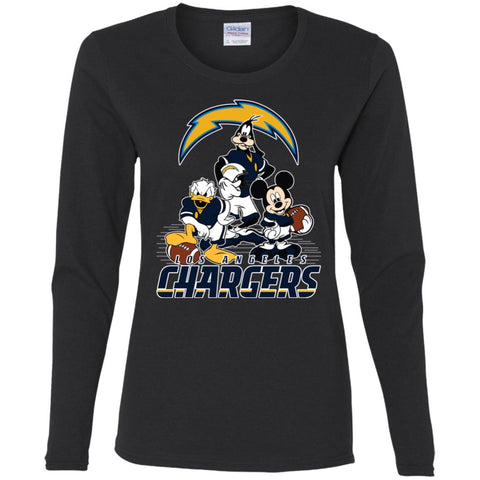 Mickey Mouse Los Angeles Chargers American Football Nfl Sports Shirt Women Long Sleeve Shirt Black / S Women Long Sleeve Shirt - parenttees