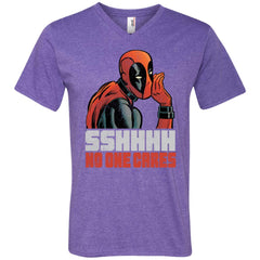 Marvel Deadpool Shhh No One Cares Whisper Men V-Neck T-Shirt Men V-Neck T-Shirt - parenttees