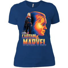 Captain Marvel Bold Sunset Portrait Women Cotton T-Shirt Women Cotton T-Shirt - parenttees