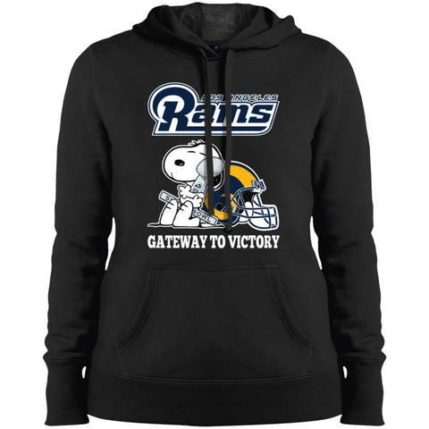 Los Angeles Rams Gateway To Victory Super Bowl 2019 Snoopy Football Nfl Women Hooded Sweatshirt Black / X-Small Women Hooded Sweatshirt - parenttees