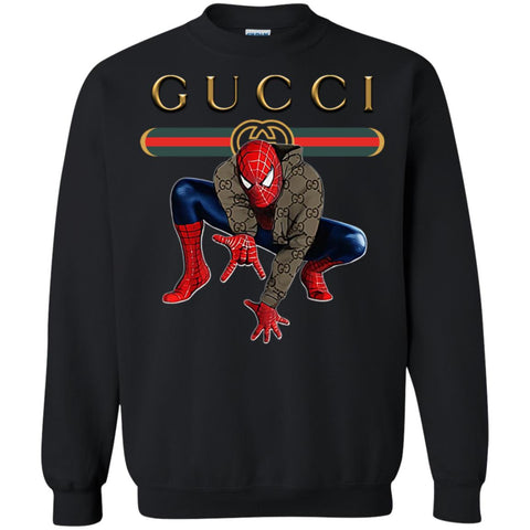 Spider Man Gucci Funny  Trend T- Shirt Crewneck Pullover Sweatshirt Black / S Crewneck Pullover Sweatshirt - parenttees