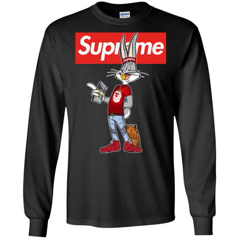 Supreme Rabbit Money Men Long Sleeve Shirt Black / S Men Long Sleeve Shirt - parenttees