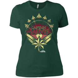 Captain Marvel Yellow Red Plane Flight Logo Women Cotton T-Shirt