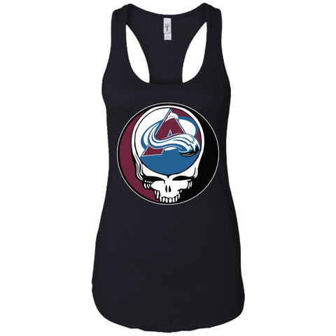 Colorado Avalanche Grateful Dead Steal Your Face Hockey Nhl Shirts Women Tank Top Black / X-Small Women Tank Top - parenttees