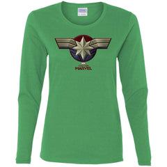 Marvel Captain Marvel Movie Chest Symbol Women Long Sleeve Shirt Women Long Sleeve Shirt - parenttees