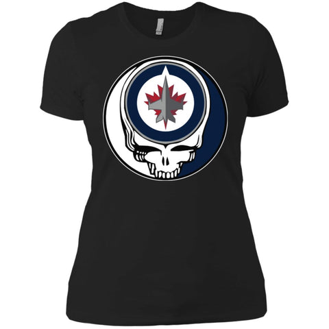 Winnipeg Jets Grateful Dead Steal Your Face Hockey Nhl Shirts Women Cotton T-Shirt Black / X-Small Women Cotton T-Shirt - parenttees