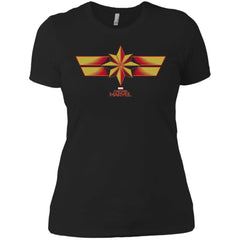 Marvel Captain Marvel Retro Red Yellow Logo Women Cotton T-Shirt Women Cotton T-Shirt - parenttees