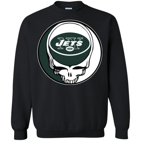 New York Jets Grateful Dead Steal Your Face Football Nfl Shirts Crewneck Pullover Sweatshirt Black / S Crewneck Pullover Sweatshirt - parenttees