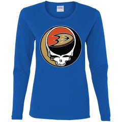 Anaheim Ducks Grateful Dead Steal Your Face Hockey Nhl Shirts Women Long Sleeve Shirt Women Long Sleeve Shirt - parenttees