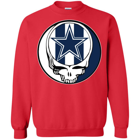 Dallas Cowboys Grateful Dead Steal Your Face Football Nfl Shirts Crewneck Pullover Sweatshirt Black / S Crewneck Pullover Sweatshirt - parenttees