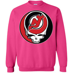 New Jersey Devils Grateful Dead Steal Your Face Hockey Nhl Shirts Crewneck Pullover Sweatshirt Crewneck Pullover Sweatshirt - parenttees