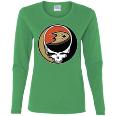 Anaheim Ducks Grateful Dead Steal Your Face Hockey Nhl Shirts Women Long Sleeve Shirt Women Long Sleeve Shirt - parenttees