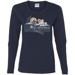 Marvel Captain Marvel Flight Clouds Vintage Women Long Sleeve Shirt Women Long Sleeve Shirt - parenttees