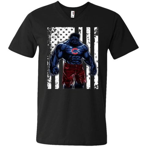 Giants Hulk Chicago Cubs T-shirt Flag Men V-Neck T-Shirt Black / S Men V-Neck T-Shirt - parenttees