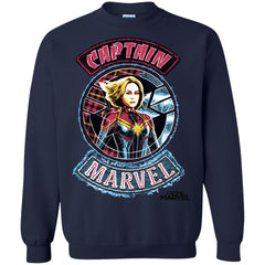 Captain Marvel Stitched Patched Portrait Crewneck Pullover Sweatshirt Crewneck Pullover Sweatshirt - parenttees