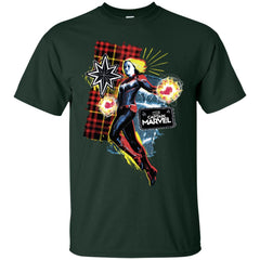 Captain Marvel Plaid Jean Patched Portrait Men Cotton T-Shirt Men Cotton T-Shirt - parenttees
