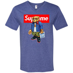 Supreme Bear Style Music T-shirt Men V-Neck T-Shirt