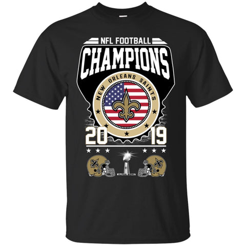 Nfl – Football Champions New Orleans Saints Super Bowl 2019 Men Cotton T-Shirt Black / S Men Cotton T-Shirt - parenttees