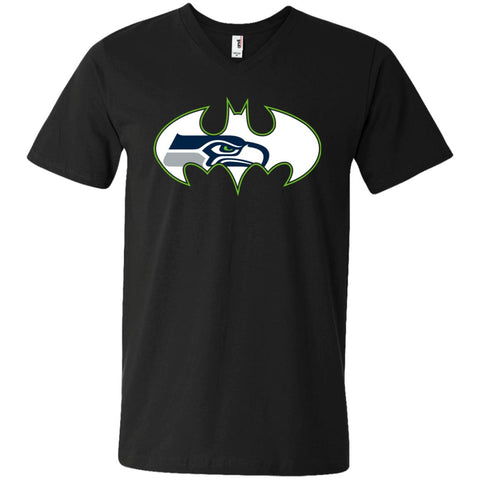 We Are The Seattle Seahawks Batman Nfl Mashup Men V-Neck T-Shirt Black / S Men V-Neck T-Shirt - parenttees