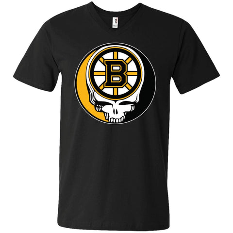 Boston Bruins Grateful Dead Steal Your Face Hockey Nhl Shirts Men V-Neck T-Shirt Black / S Men V-Neck T-Shirt - parenttees