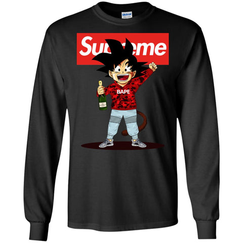 Supreme Songoku T-shirt Men Long Sleeve Shirt Black / S Men Long Sleeve Shirt - parenttees