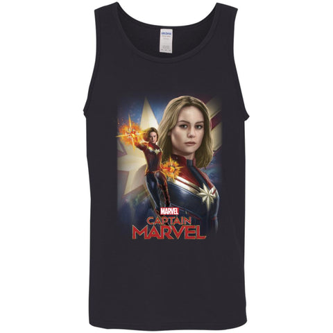 Marvel Captain Marvel Powers Portrait Men Cotton Tank Black / X-Small Men Cotton Tank - parenttees