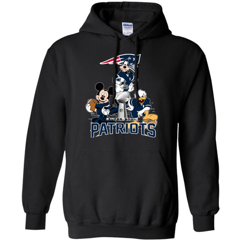 Nfl - New England Patriots Donald Duck Goofy Mickey Mouse Super Bowl 2019 Football Pullover Hoodie Sweatshirt Black / S Pullover Hoodie Sweatshirt - parenttees