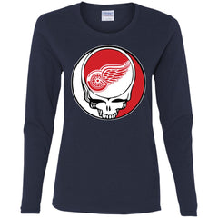 Detroit Red Wings Grateful Dead Steal Your Face Hockey Nhl Shirts Women Long Sleeve Shirt Women Long Sleeve Shirt - parenttees