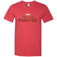 Marvel Captain Marvel Movie Logo Red Men V-Neck T-Shirt Men V-Neck T-Shirt - parenttees