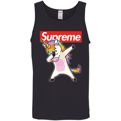 Supreme Unicorn T-shirt Dance Dabbing Unicorn Men Cotton Tank Black / X-Small Men Cotton Tank - parenttees