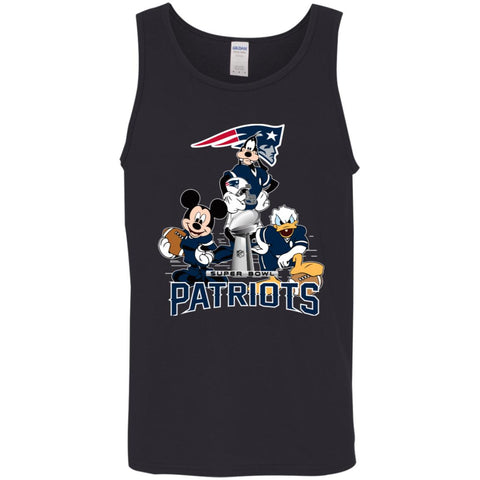 Nfl - New England Patriots Donald Duck Goofy Mickey Mouse Super Bowl 2019 Football Men Cotton Tank Black / X-Small Men Cotton Tank - parenttees