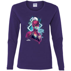 Marvel Captain Marvel Space Glow Neon Women Long Sleeve Shirt Women Long Sleeve Shirt - parenttees