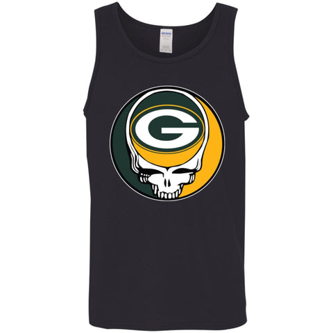 Green Bay Packer Grateful Dead Steal Your Face Football Nfl Shirts Men Cotton Tank Black / X-Small Men Cotton Tank - parenttees