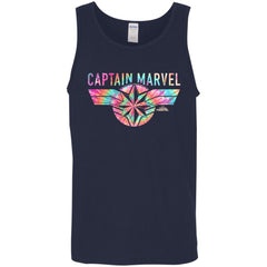 Captain Marvel Logo Banner Tie Dye Colors Men Cotton Tank Men Cotton Tank - parenttees