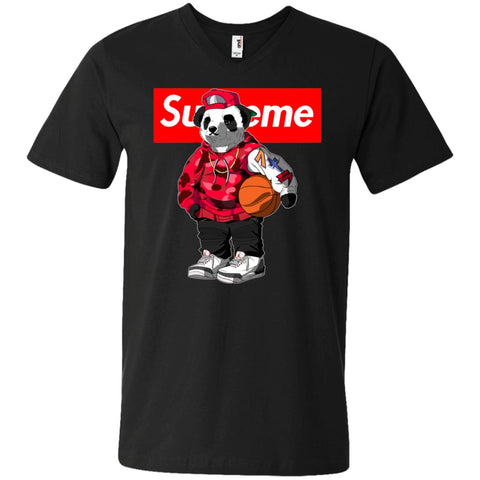 Supreme Bear Basketball T-shirt Men V-Neck T-Shirt Black / S Men V-Neck T-Shirt - parenttees