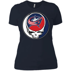 Columbus Blue Grateful Dead Steal Your Face Hockey Nhl Shirts Women Cotton T-Shirt Women Cotton T-Shirt - parenttees