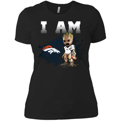 Nfl Denver Broncos I Am Groot T-shirt Women Cotton T-Shirt Black / X-Small Women Cotton T-Shirt - parenttees