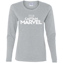 Marvel Captain Marvel Movie Logo White Women Long Sleeve Shirt