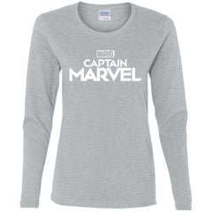 Marvel Captain Marvel Movie Logo White Women Long Sleeve Shirt Women Long Sleeve Shirt - parenttees