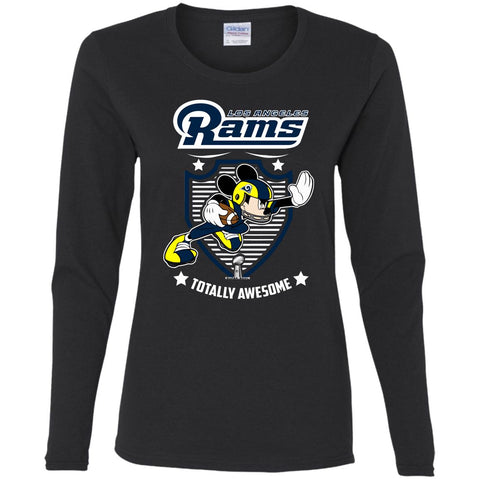 Nfl – Los Angeles Rams Totally Awesome Mickey Mouse Super Bowl 2019 Football Women Long Sleeve Shirt Black / S Women Long Sleeve Shirt - parenttees