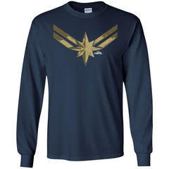 Captain Marvel Simple Gold Shadowed Logo Men Long Sleeve Shirt Men Long Sleeve Shirt - parenttees