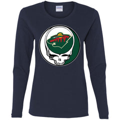 Minnesota Wild Grateful Dead Steal Your Face Hockey Nhl Shirts Women Long Sleeve Shirt Women Long Sleeve Shirt - parenttees