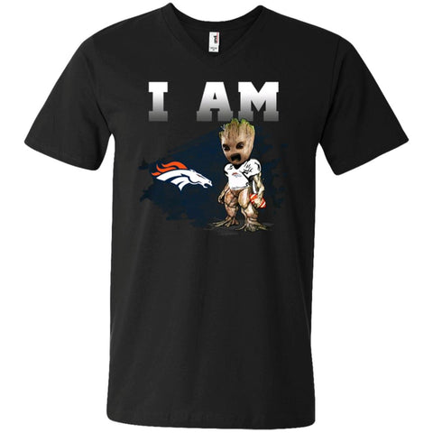 Nfl Denver Broncos I Am Groot T-shirt Men V-Neck T-Shirt Black / S Men V-Neck T-Shirt - parenttees