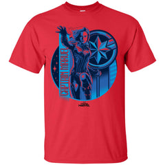 Captain Marvel Reflective Blue Circle Logo Men Cotton T-Shirt Men Cotton T-Shirt - parenttees